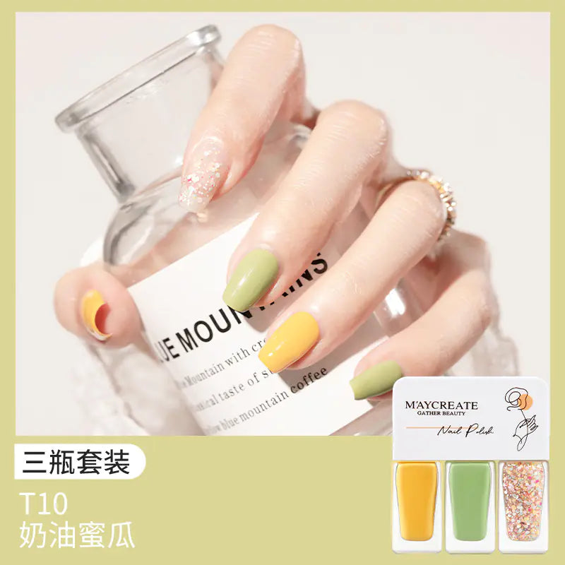 3-Piece Fast-Drying Peelable Nail Polish Set (20 Colors)