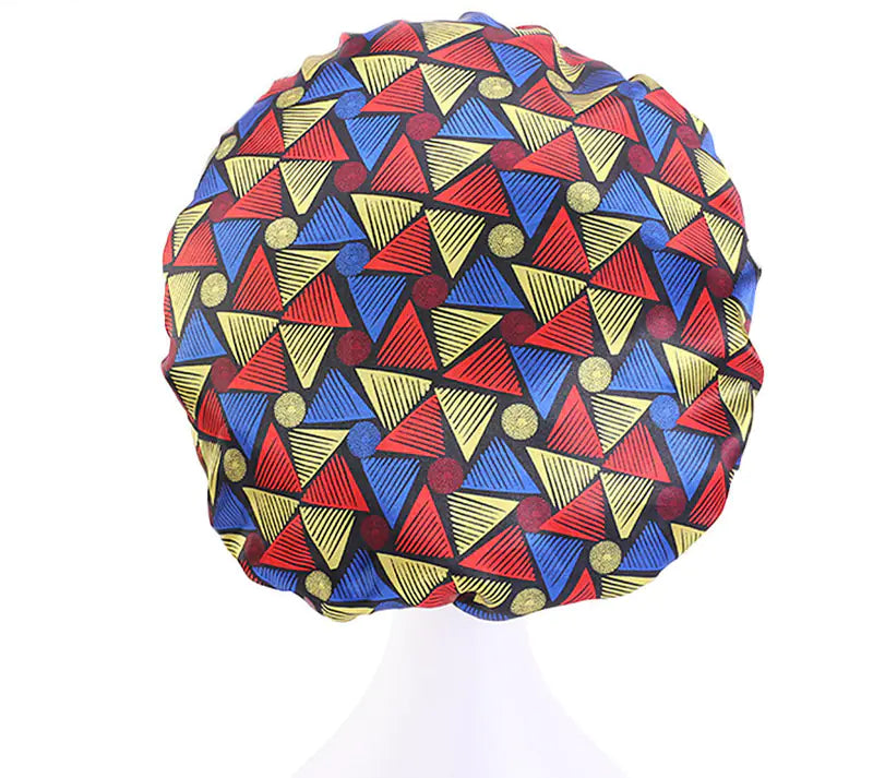 Printed Satin Stretch Nightcap with Wide Brim