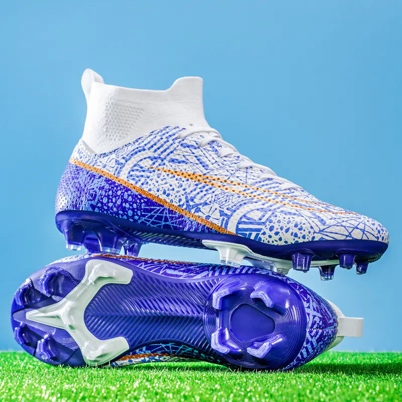 High-Top Men's Football Shoes - Anti-Slip Microfiber